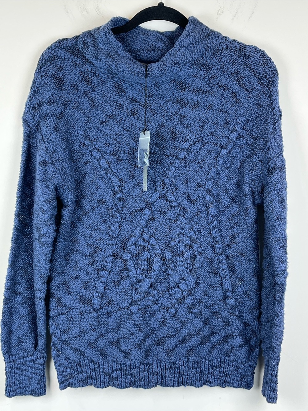 NWT Michael Stars Marled Chunky Cable Knit Pullover Sweater Blue Size Small